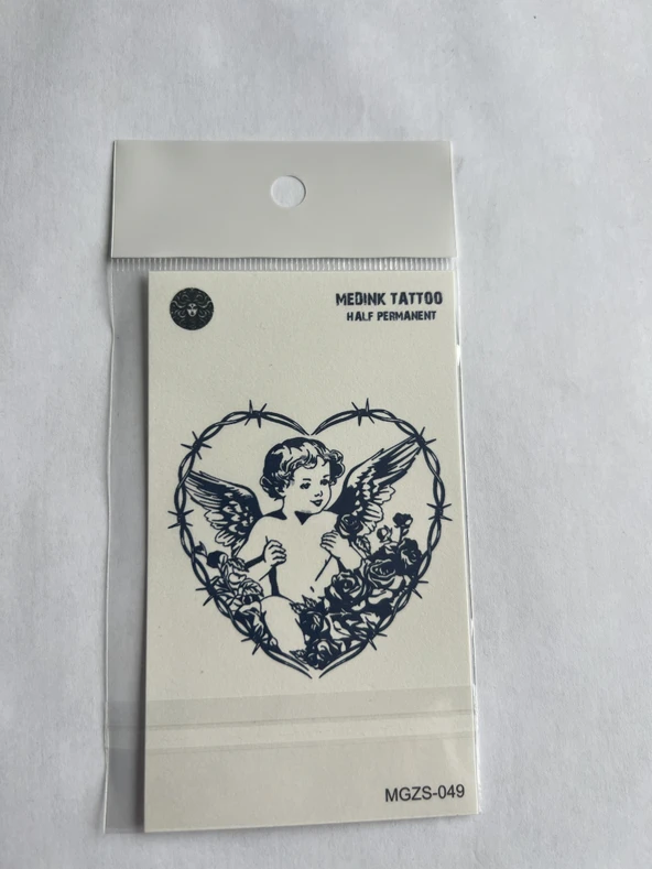 Kalp Melek 11x8 cm Yarı Kalıcı Geçici Dövme Yapıştırma Dövme ürün görseli 1