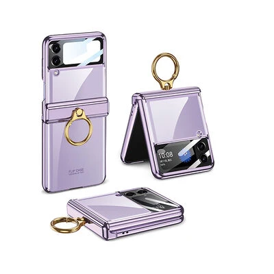 Samsung Galaxy Z Flip 4 Kılıf Kıpta Yüzüklü Lens Korumalı Kapak ürün görseli