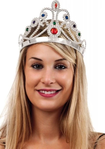pilelistore Gümüş Renk Plastik Prenses Tacı Kraliçe Tacı 60 cm