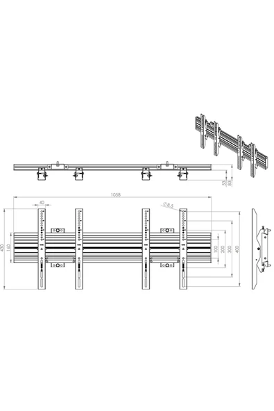 Cletech 2x1 LCD Monitör / Tv Menuboard Duvar Askı Aparatı (40"-55" Arası) - 5