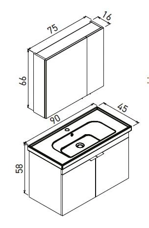 Orka Desna 90 cm Budva Banyo Dolabı Takımı - Resim 3