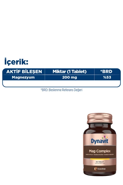 Dynavit Mag Complex 200mg Magnezyum Kompleks 3lü Form (Malat-Sitrat-Bisglisinat) 60 Tab - 4