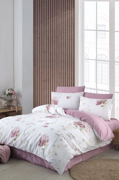 Lastikli Çarşaflı Çift Kişilik Nevresim Takımı Viola - 5