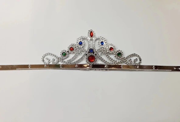 pilelistore Gümüş Renk Plastik Prenses Tacı Kraliçe Tacı 60 cm - 2