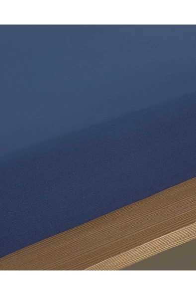 English Home Düz Pamuklu Ara Ebat Lastikli Çarşaf Gece Mavisi 140x200 - 2