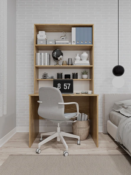 Asra Trend %100 MDFLAM Raflı Çalışma Masası Bilgisayar Ofis Ders Masası ÇM-03 - Resim 10