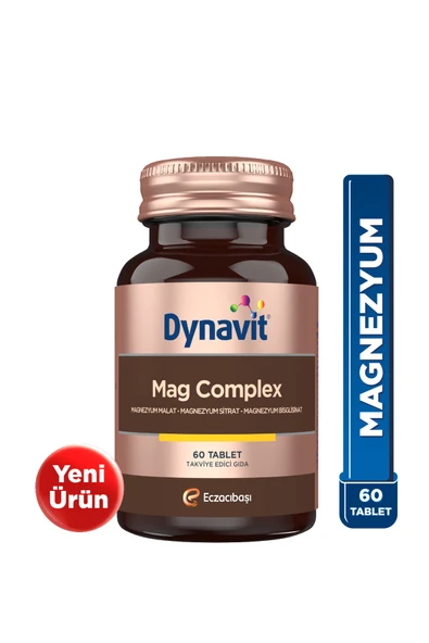 Dynavit Mag Complex 200mg Magnezyum Kompleks 3lü Form (Malat-Sitrat-Bisglisinat) 60 Tab