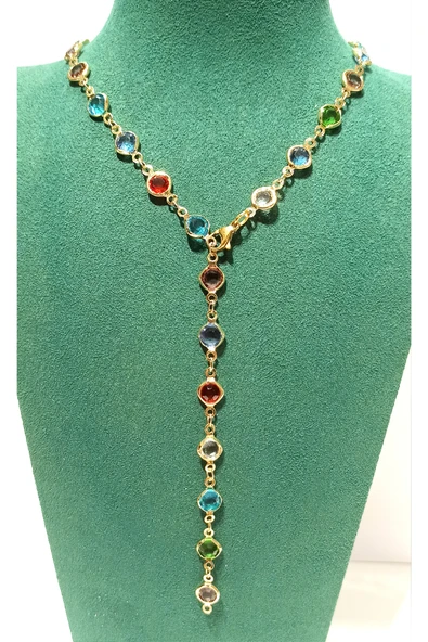 Monalisa Home  Lüks Figürlü Gösterişli Renkli Taşlı Y Kolye ürün görseli 1