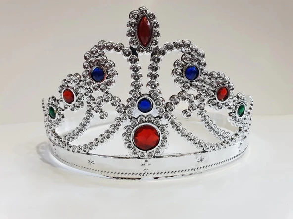 pilelistore Gümüş Renk Plastik Prenses Tacı Kraliçe Tacı 60 cm - 3