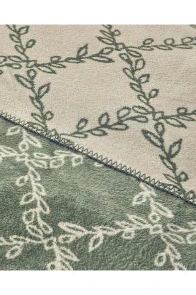 English Home Ivy trellis Pamuklu Çift Kişilik Battaniye Yeşil - 3