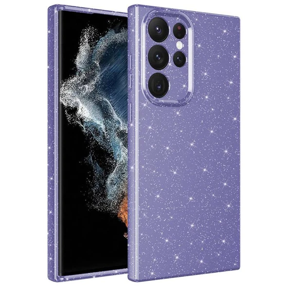 Samsung Galaxy S22 Ultra Kılıf Parlak Simli ve Kamera Korumalı Spoty Silikon Kapak ürün görseli