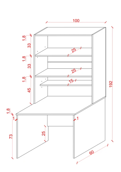 Asra Trend %100 MDFLAM Raflı Çalışma Masası Bilgisayar Ofis Ders Masası ÇM-03 - Resim 3