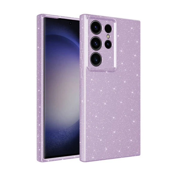 Samsung Galaxy S24 Ultra Kılıf Kamera Korumalı Simli Lüks Koton Kapak ürün görseli