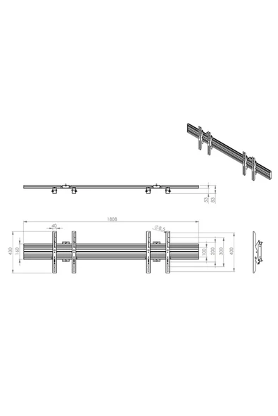 Cletech 2x1 LCD Monitör / Tv Menuboard Duvar Askı Aparatı (40"-55" Arası) - 5