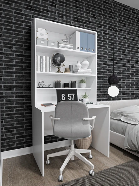 Asra Trend %100 MDFLAM Raflı Çalışma Masası Bilgisayar Ofis Ders Masası ÇM-03 - Resim 2