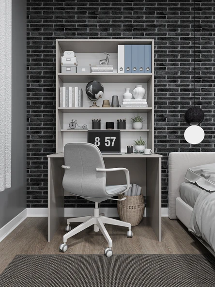 Asra Trend %100 MDFLAM Raflı Çalışma Masası Bilgisayar Ofis Ders Masası ÇM-03 - Resim 7