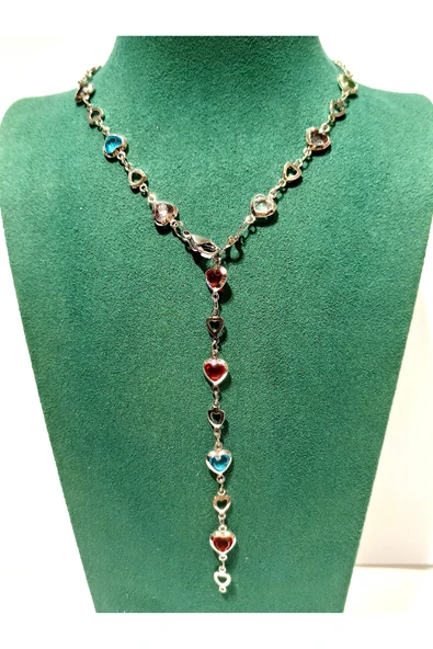 Monalisa Home  Lüks Figürlü Gösterişli Renkli Taşlı Y Kolye ürün görseli