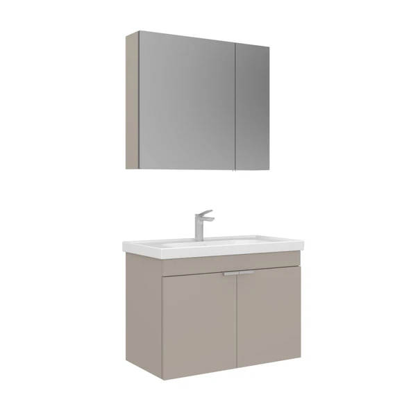 Orka Desna 80 cm Çöl Beji Banyo Dolabı Takımı ve Boy Dolabı - Resim 2