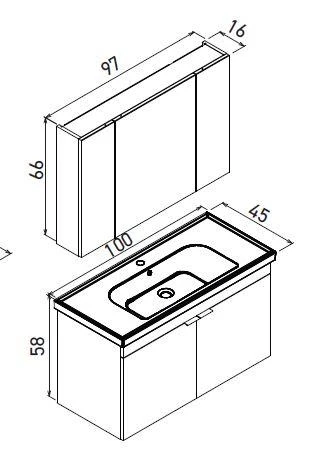 Orka Desna 100 cm Mat Antrasit Banyo Dolabı Takımı - Resim 2