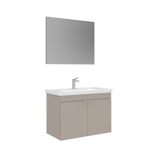 Orka Desna 80 cm Çöl Beji Düz Aynalı Banyo Dolabı Takımı ürün görseli