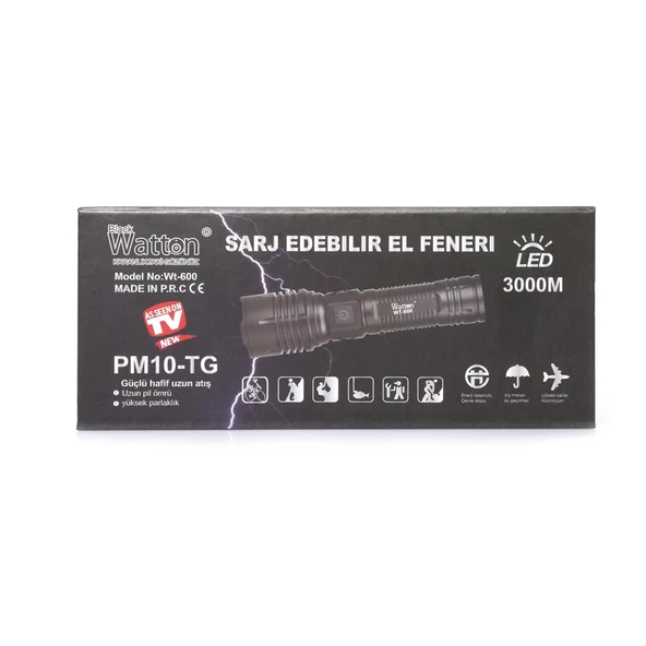 pilelistore 3000 Lümen  Güçlü EL Feneri Wt-600 - 4