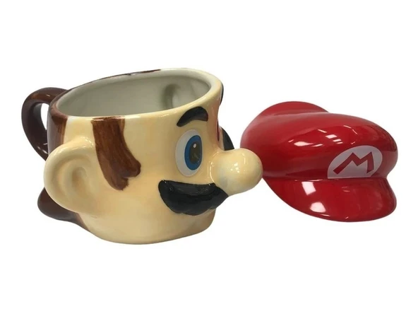 pilelistore Bıyıklı Adam Tasarımlı Seramik Kapaklı Kupa Bardak - 2