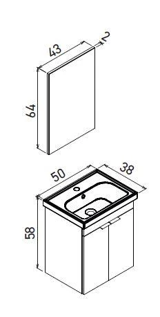 Orka Desna 50 cm Mat Beyaz Banyo Dolabı Alt Modül Lavabo - Resim 3