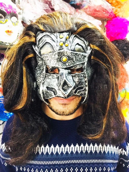 pilelistore Lateks Savaşçı Maskesi Terminatör Maskesi Saçlı - 2