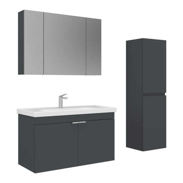 Orka Desna 100 cm Mat Antrasit Banyo Dolabı Takımı ve Boy Dolabı ürün görseli