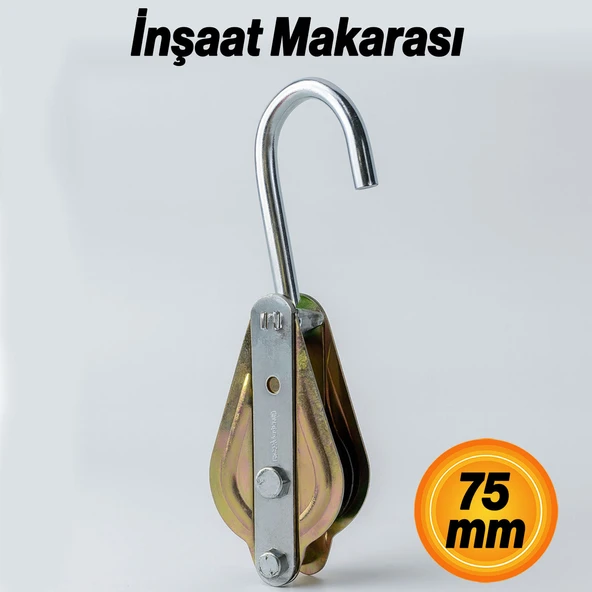 Metal İnşaat Makarası 75 mm Halat Kasnağı Vinç Taşıyıcı Aparat Dayanıklı Şantiye Tipi Kullanımı - Resim 2