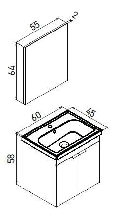 Orka Desna 60 cm Mat Beyaz Düz Aynalı Banyo Dolabı Takımı ve Boy Dolabı - Resim 2