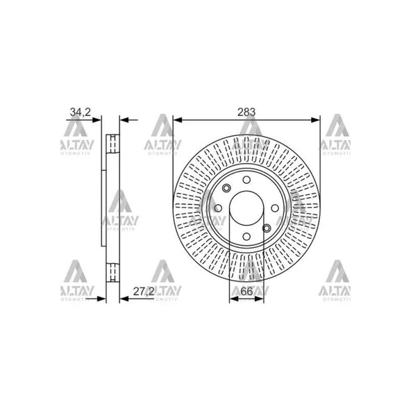 FREN DISKI PARTNER 08= / BERLINGO 08= / C4 04-09 / 207 06-12 / 307 00-07 CORSA F / CROSLAND X / MOKKA E- ÖN HAVALI  283-4 ürün görseli