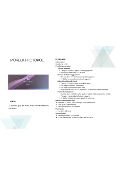 Moreno Care 4 aşamalı göz altı morluk protokolü uygulaması krem serum vitamin tam profesyonel ithal - 2