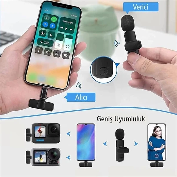 MagicVoice K8 Kablosuz TYPE-C Vlogger Yaka Mikrofonu (Android-GOPro-Osmo Action-Iphone-Ipad) - 2