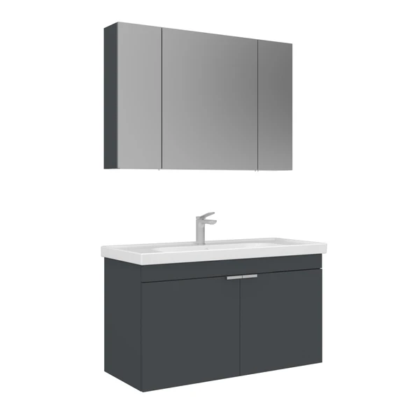 Orka Desna 100 cm Mat Antrasit Banyo Dolabı Takımı ürün görseli