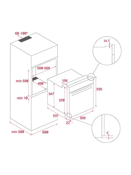 Teka HLB 8400 BK 70 Lt. Siyah Ankastre Fırın - 8