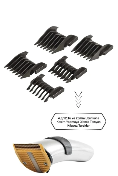 pilelistore 609 Profesyonel Şarjlı Saç Sakal Kesme Tıraş Makinesi Erkek Tıraş Makine Seti - 4