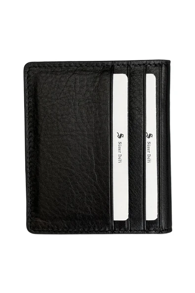 Siyah Hakiki Deri İkiye Katlanır Model Mıknatıslı İnce Kredi Kartlık - 3042-Siyah - Resim 2