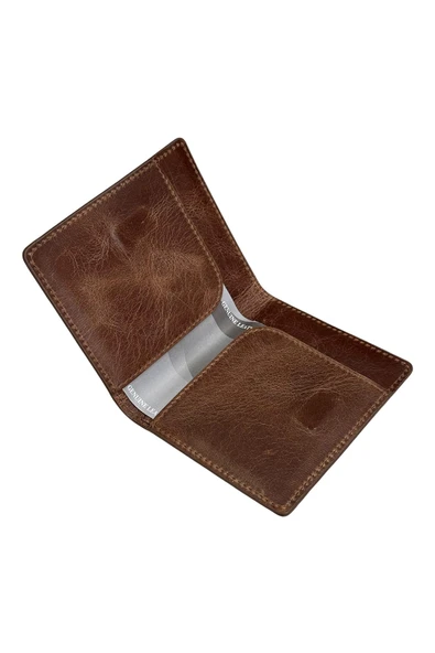 Crazy Kahve Hakiki Deri İkiye Katlanır Model Mıknatıslı İnce Kredi Kartlık - 3042-Kahve - Resim 4