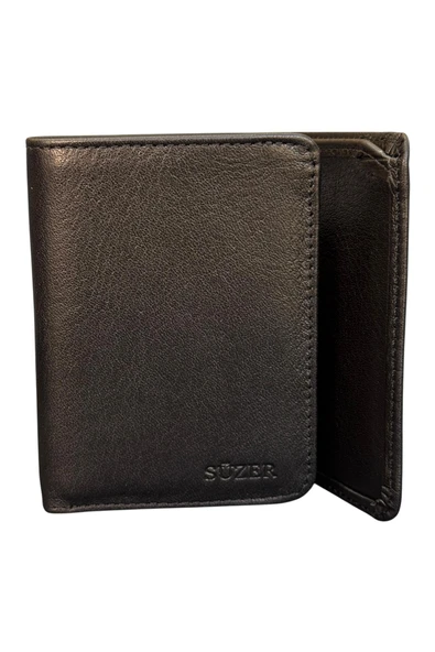 Siyah Mıknatıslı Üçe Katlanır Model Hakiki Deri Spor Erkek Cüzdan - 3018-Siyah - Resim 3