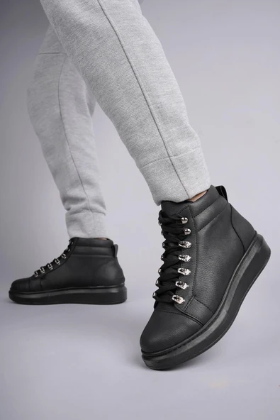 SLW206 Ottawa Bağcıklı Cilt Erkek Günlük Spor Bot ST - Siyah - 4