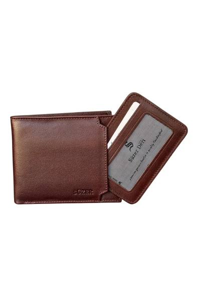 Kahverengi Hakiki Deri Çıkarılabilir Kartlıklı Yatay Klasik Erkek Cüzdan - 3003-Kahve ürün görseli