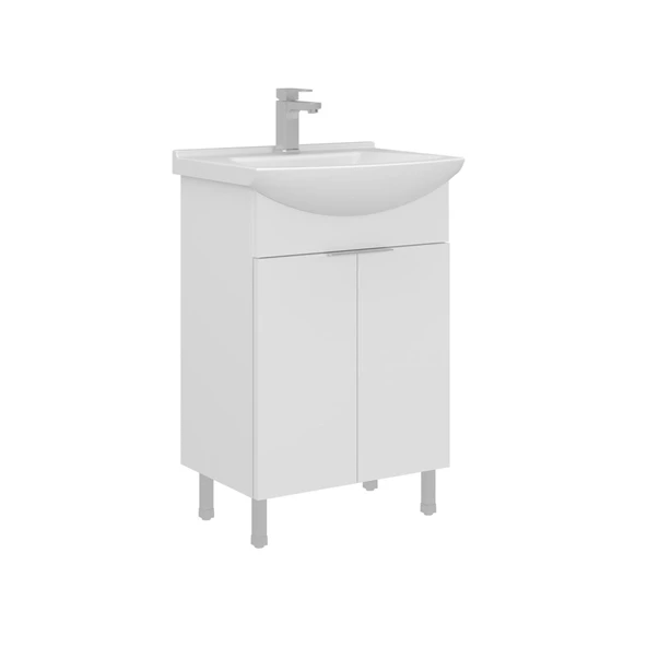 Orka Purus 55 cm Parlak Beyaz Banyo Dolabı Alt Modül Lavabo (Ayaklı) ürün görseli