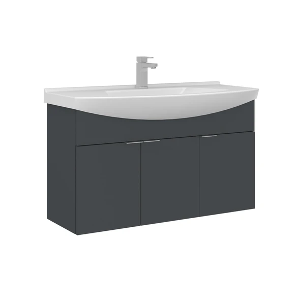 Orka Purus 100 cm Mat Antrasit Banyo Dolabı Alt Modül Lavabo (Asma) ürün görseli