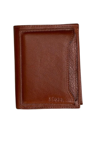 Taba Hakiki Deri Çıkarılabilir Kartlıklı Dikey Model Spor Erkek Cüzdan - 3043-Taba - Resim 2