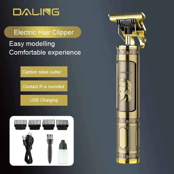 pilelistore PS-033 Çelik Kasa Profesyonel T-bıçak Saç Sakal Ense Ve Çizim Tıraş Makinesi - 4