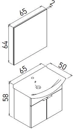Orka Purus 65 cm Budva Düz Aynalı Banyo Dolabı Takımı (Asma) - Resim 2