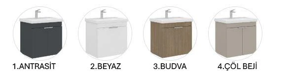 Orka Desna 100 cm Mat Antrasit Düz Aynalı Banyo Dolabı Takımı - Resim 3