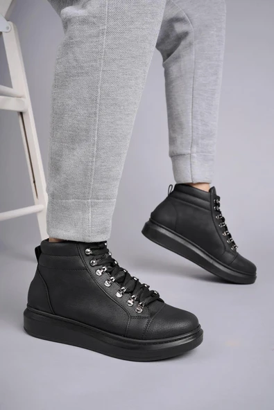 SLW206 Ottawa Bağcıklı Cilt Erkek Günlük Spor Bot ST - Siyah