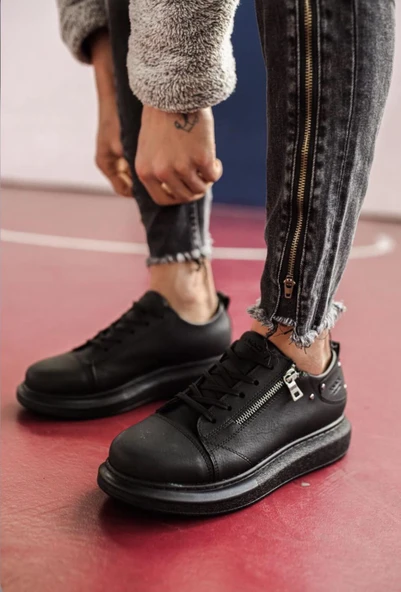 Knack Yüksek Taban Günlük Ayakkabı 555 Siyah (Siyah Taban) - 2